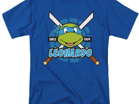 TEENAGE MUTANT NINJA TURTLES : LEONARDO SINCE 1984 S\S ADULT 100% COTTON 18\1 T-SHIRT Royal Blue LG Supply