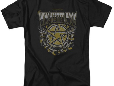 SUPERNATURAL : WINCHESTER BROS S\S ADULT 100% COTTON 18\1 T-SHIRT Black SM Online Hot Sale