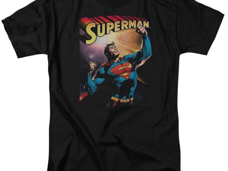 SUPERMAN : VICTORY S\S ADULT 100% COTTON 18\1 T-SHIRT BLACK SM Fashion