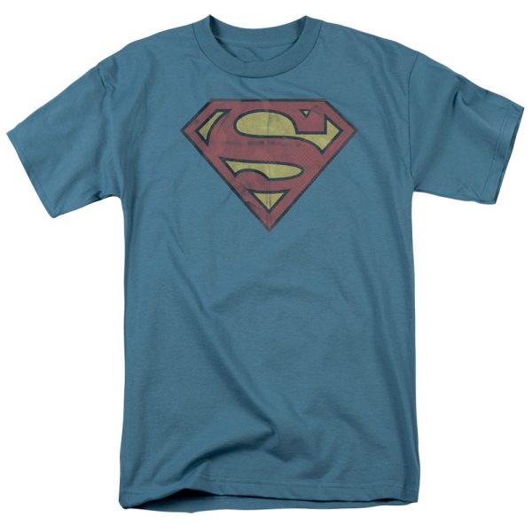 SUPERMAN : GRITTY SHIELD S\S ADULT 100% COTTON 18\1 T-SHIRT SLATE XL Online