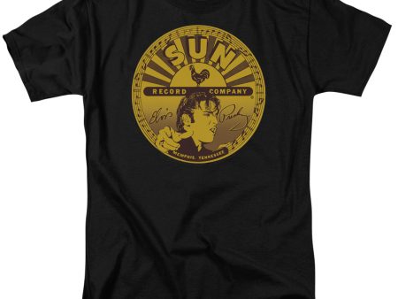 SUN RECORDS : ELVIS FULL SUN LABEL S\S ADULT 100% COTTON 18\1 T-SHIRT BLACK SM Fashion